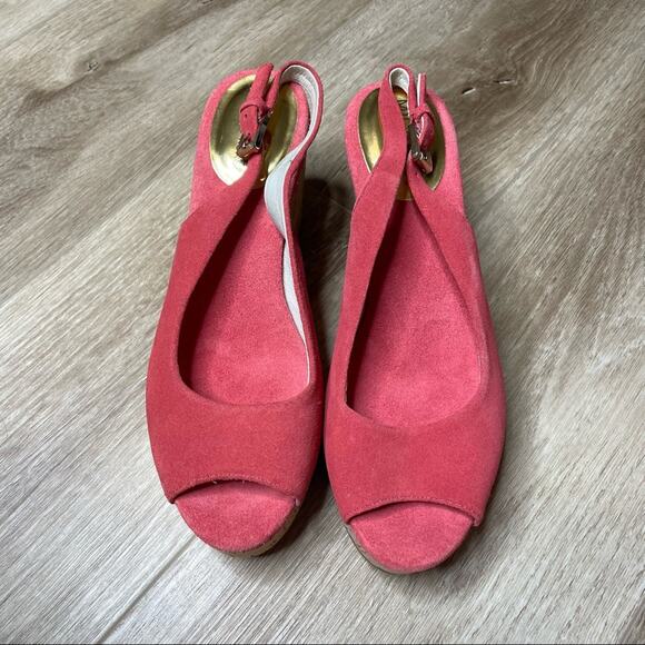 MICHAEL Michael Kors Women's Pink Suede Natalia Slingback Wedge Sandals sz 7.5 - Picture 5 of 10